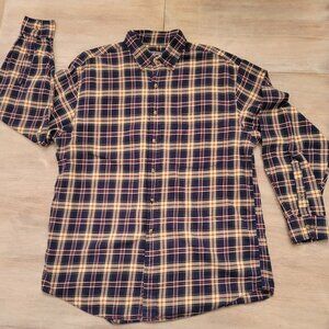 Lands’ End Long Sleeve Flannel Button Up Shirt Large 16 - 16 1/2 Brown